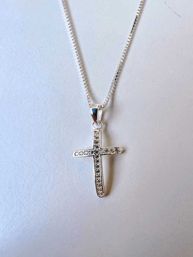 Crystal White Curved CZ Cross