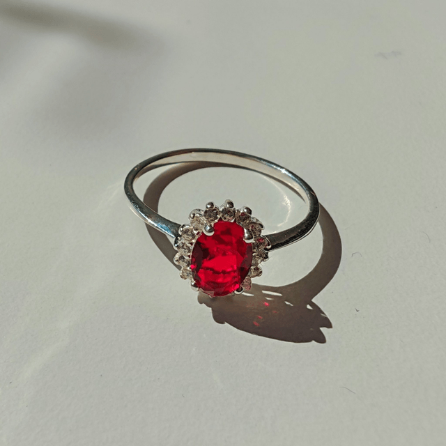 Ruby Red CZ Cluster - Ring of Elegance