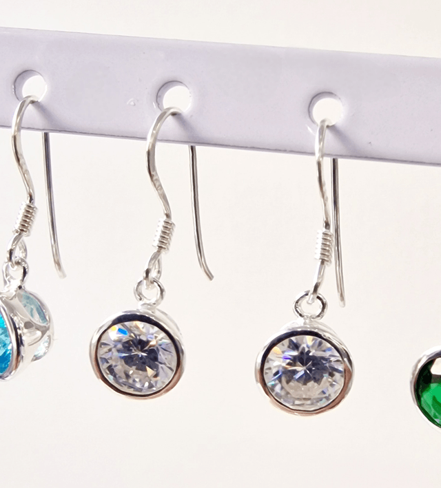Sterling Silver CZ Drop Earrings