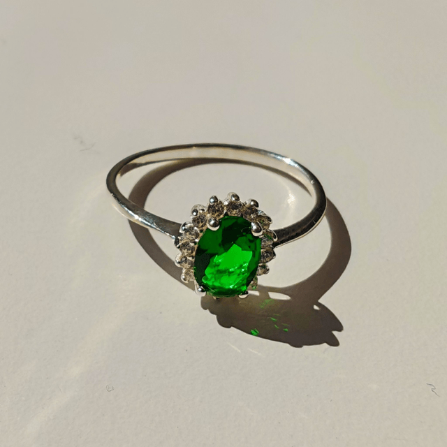Emerald Green CZ Cluster - Ring of Elegance