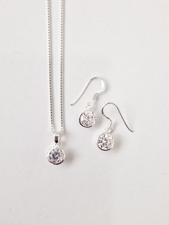 CZ Pendant and Drop Earring SET
