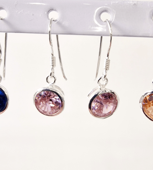 Sterling Silver CZ Drop Earrings
