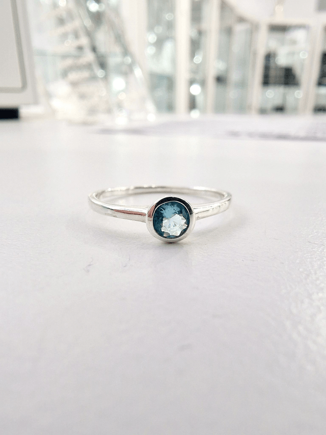 Aquamarine CZ Ring
