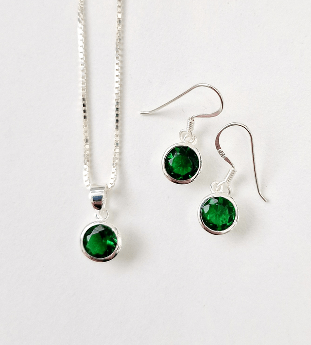 CZ Pendant and Drop Earring SET