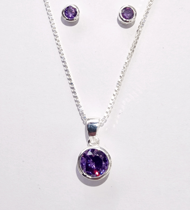 Sterling Silver CZ Pendant & Chain