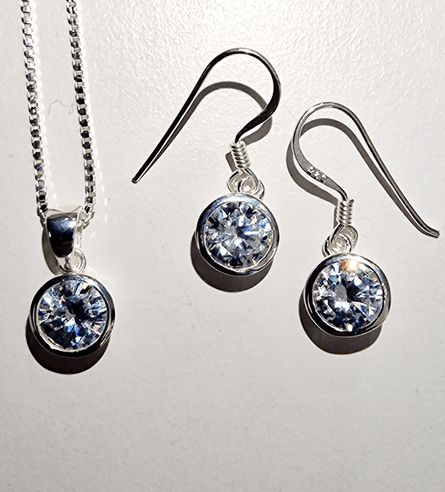 Sterling Silver CZ Pendant & Chain