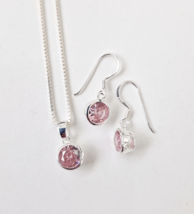 CZ Pendant and Drop Earring SET