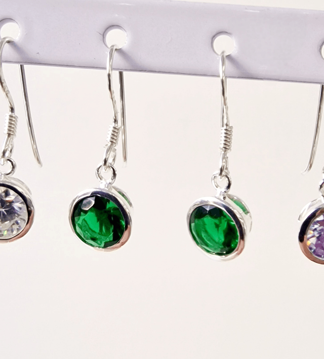 Sterling Silver CZ Drop Earrings