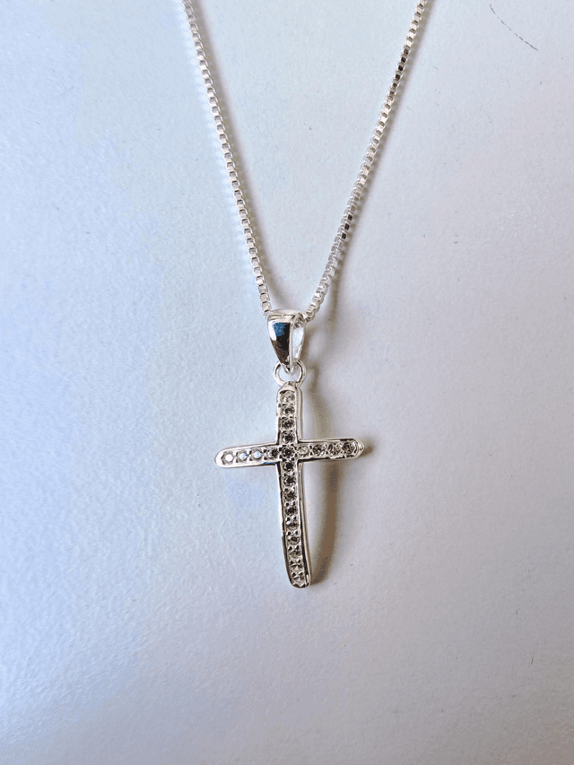 Crystal White Curved CZ Cross