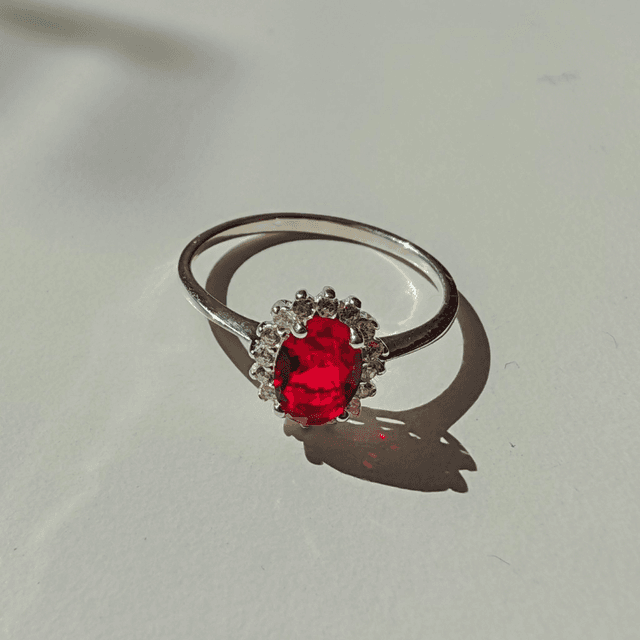 Ruby Red CZ Cluster - Ring of Elegance