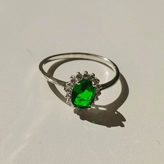 Emerald Green CZ Cluster - Ring of Elegance
