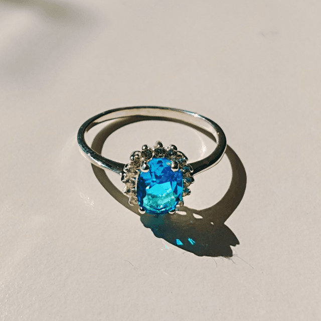 Blue Zircon CZ Cluster - Ring of Elegance