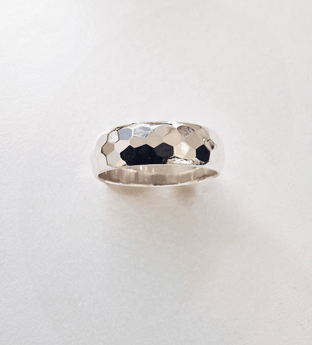 Hammered Effect Sterling Silver Ring