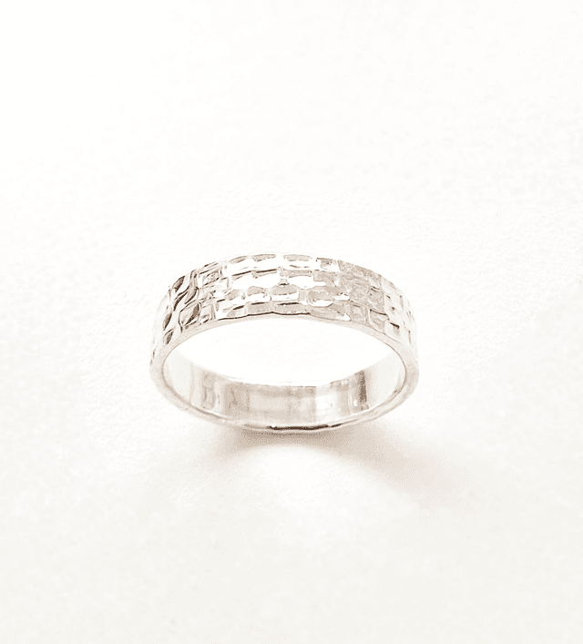 Hammered effect flat Sterling Silver Ring